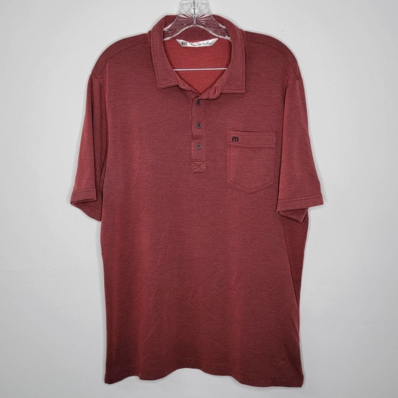 Travis Mathew Men’s Short Sleeve Maroon Red Golf Polo Shirt Sz Large Pima Blend - Picture 1 of 9